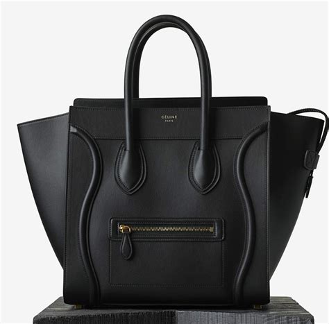 celine leather luggage bag tote black|Celine shoulder luggage tote price.